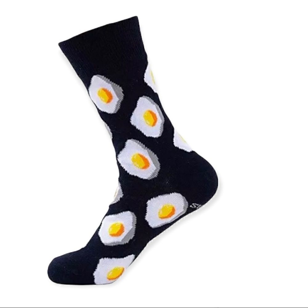Black Fried Egg Graphic Crew Socks
